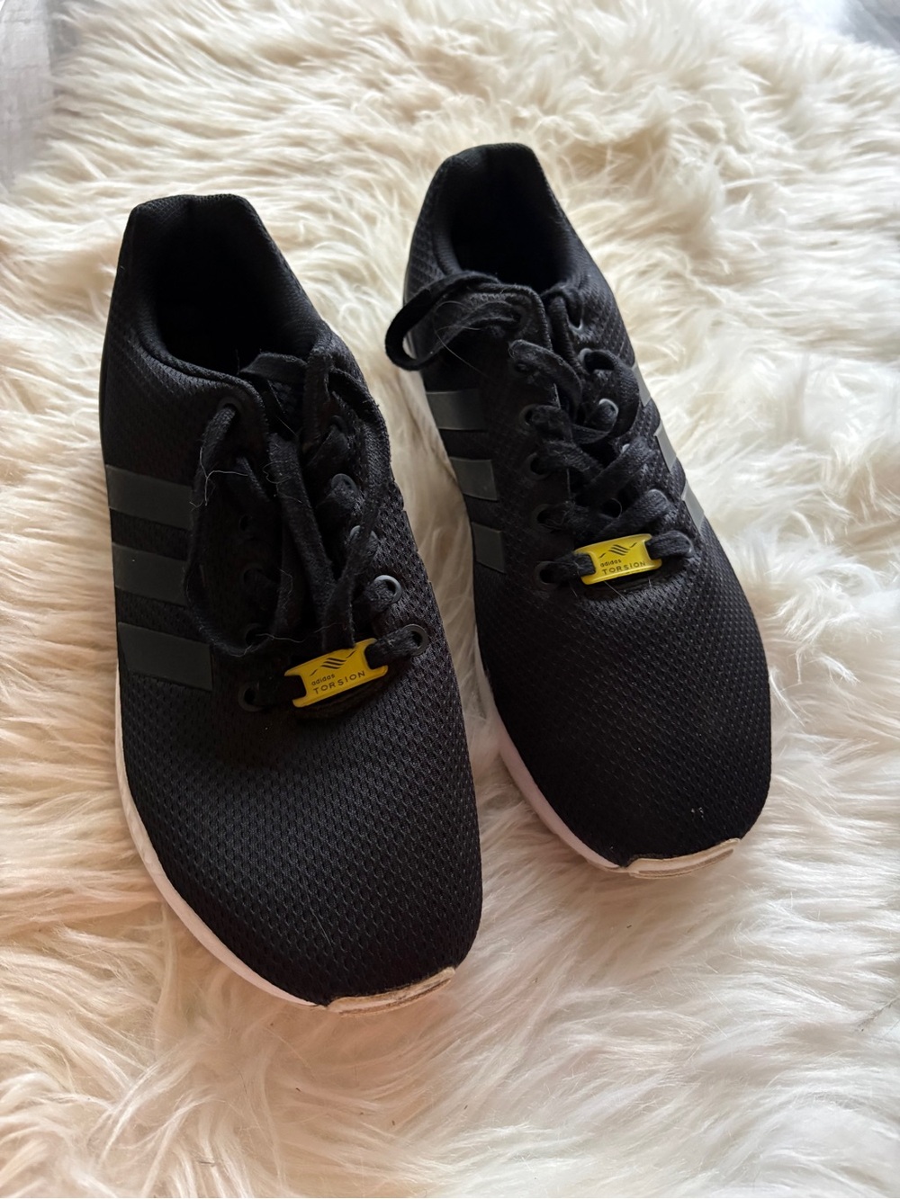 adidas Black Athletic Mesh Trainers with White Outsoles